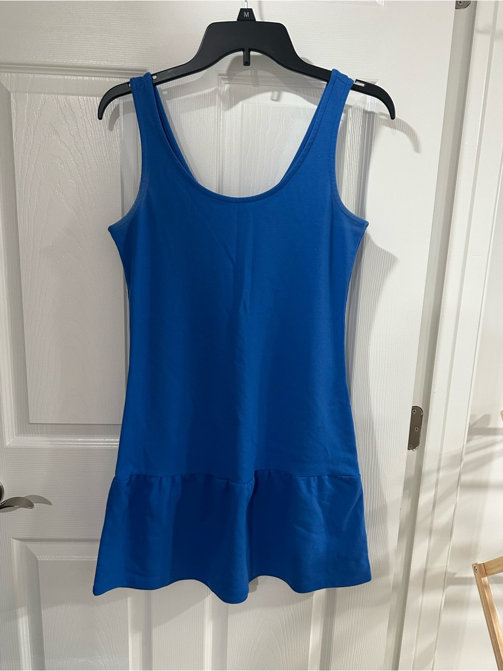 Women’s Sleeveless Blue Ruffle-Hem Dress